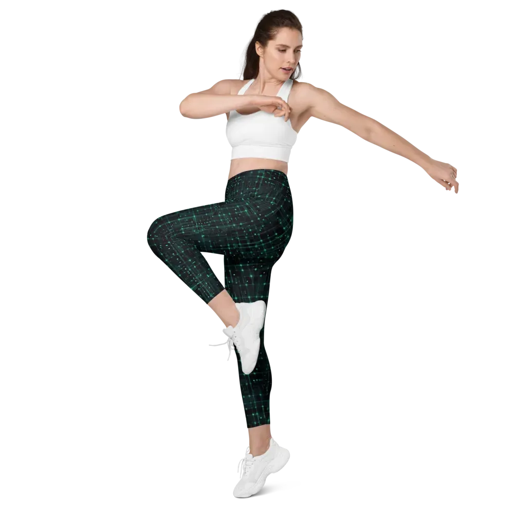 Neon Matrix on Leggings with Pockets — Left Front