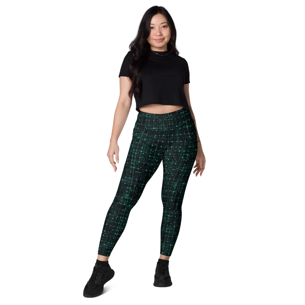 Neon Matrix on Leggings with Pockets — Front