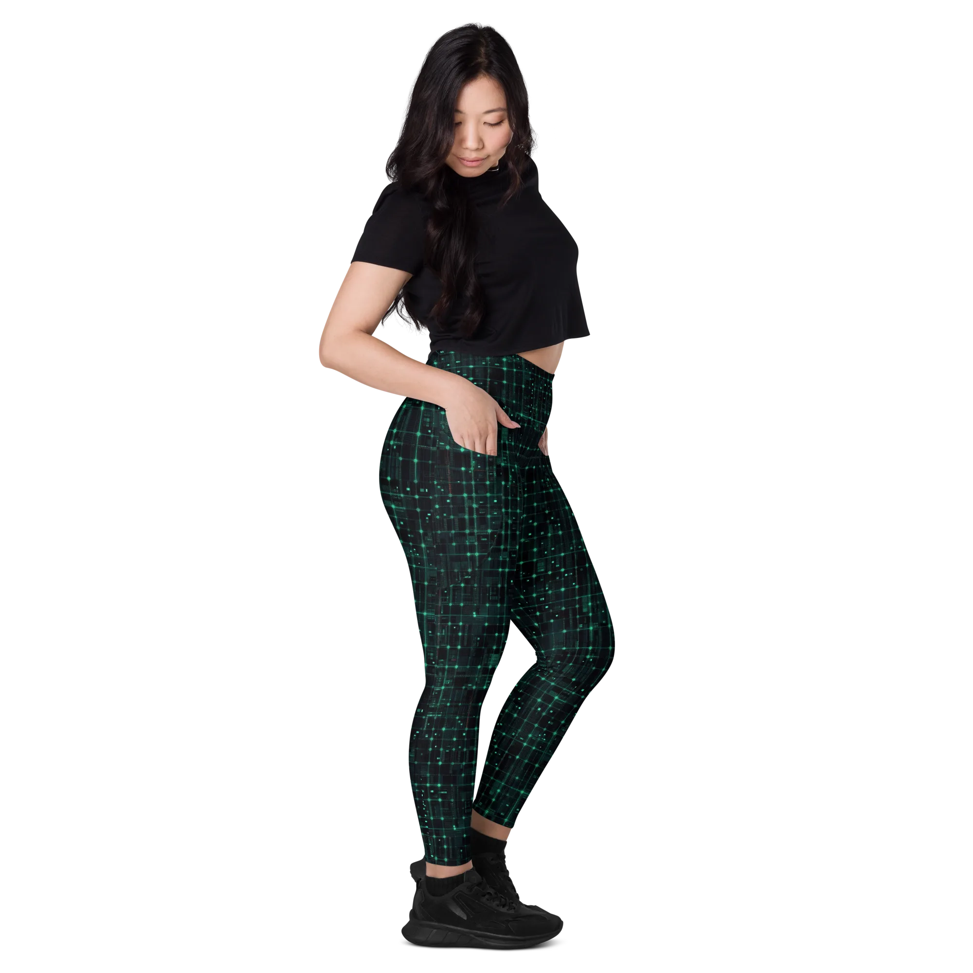 Neon Matrix on Leggings with Pockets — Right