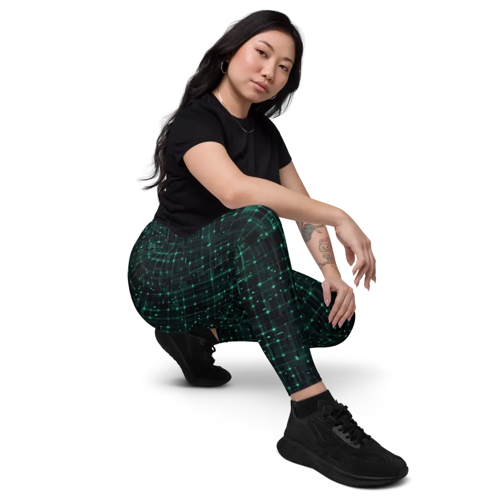 Neon Matrix on Leggings with Pockets — Right Front