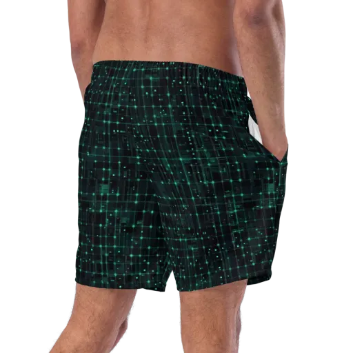 Neon Matrix on a Swim Trunks