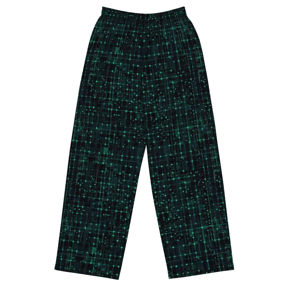Neon Matrix on Wide-Leg Pants — Front
