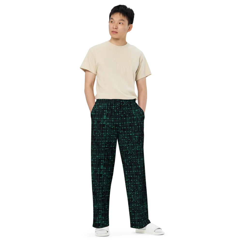 Neon Matrix on Wide-Leg Pants — Front