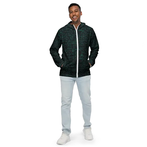 Neon Matrix on a Men's Windbreaker