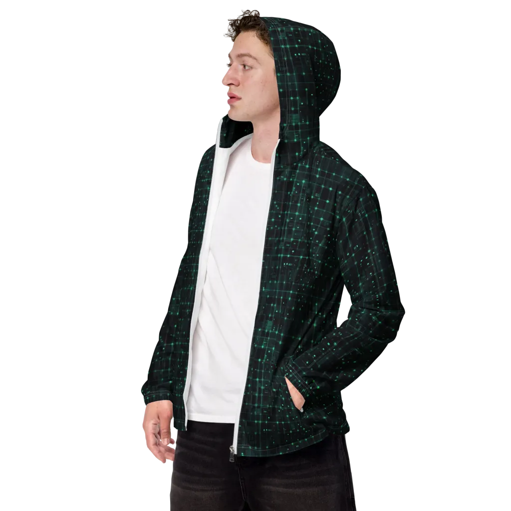 Neon Matrix on Men's Windbreaker — Left Front