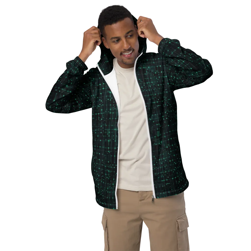 Neon Matrix on Men's Windbreaker — Front