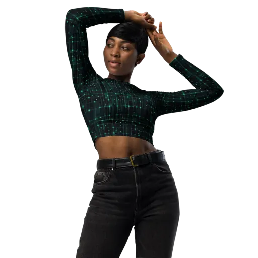 Neon Matrix on a Long Sleeve Crop Top
