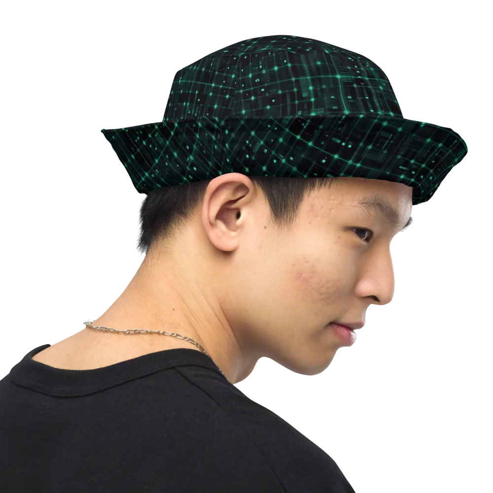 Neon Matrix on Reversible Bucket Hat — Right Outside