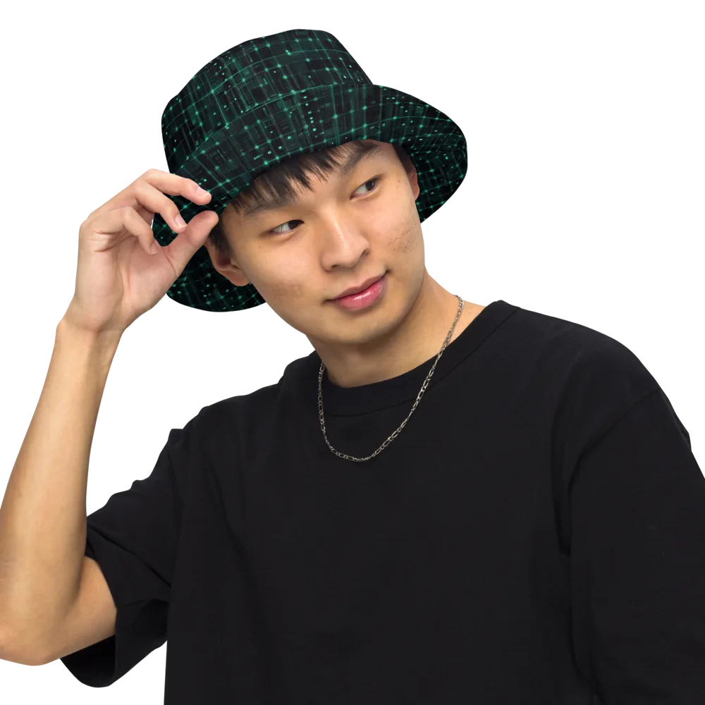 Neon Matrix on Reversible Bucket Hat — Front Inside