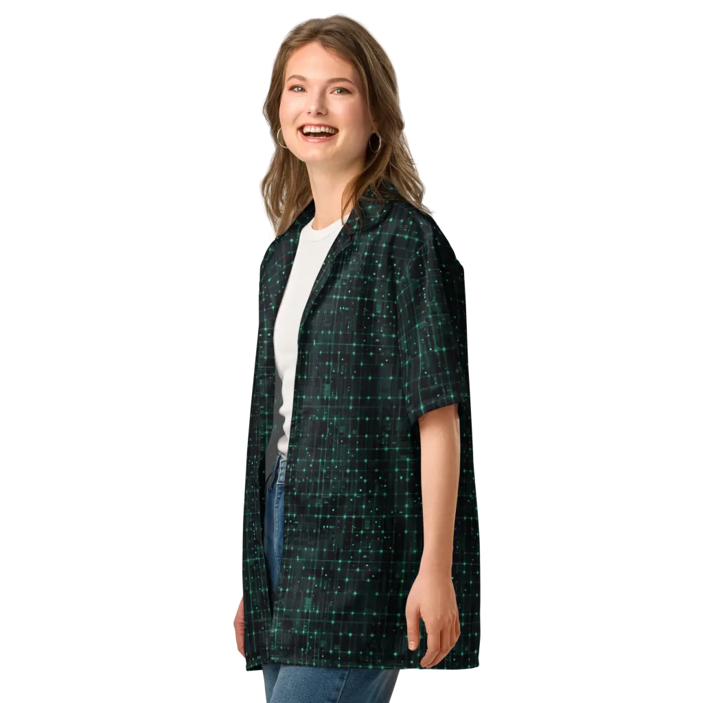 Neon Matrix on Button Shirt — Left Front