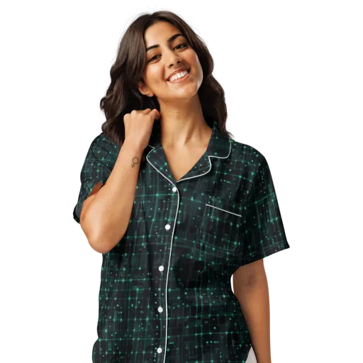 Neon Matrix on a Women's Short Sleeve Pajama Top