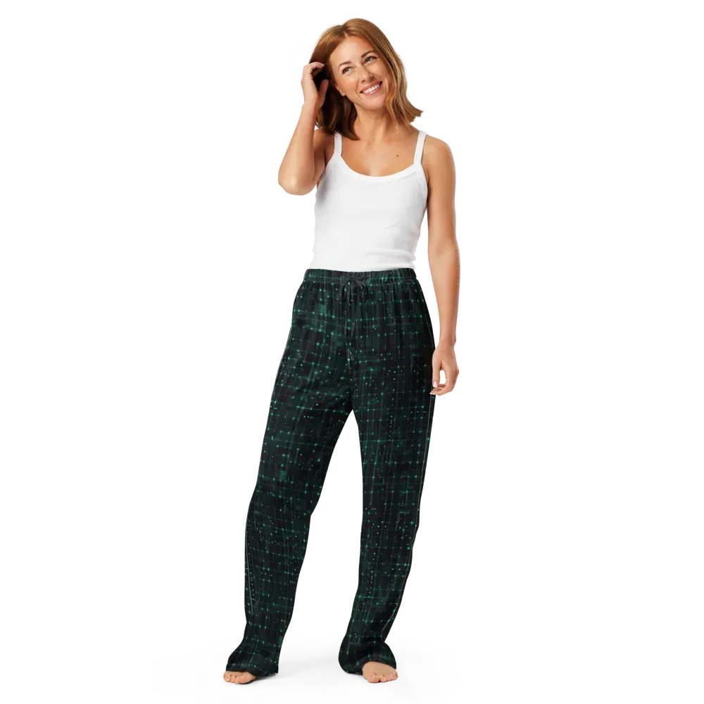 Neon Matrix on Women's Pajama Pants — Front
