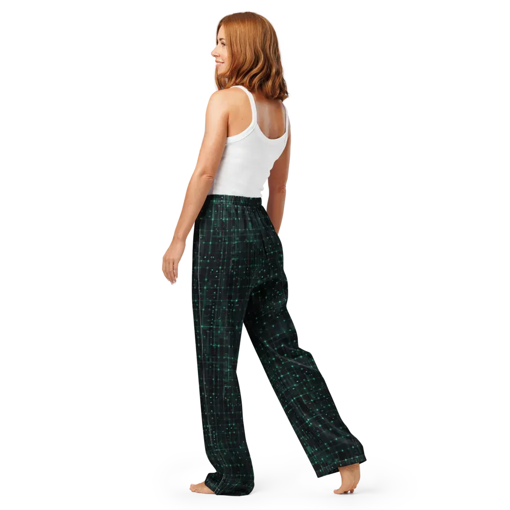 Neon Matrix on Women's Pajama Pants — Back