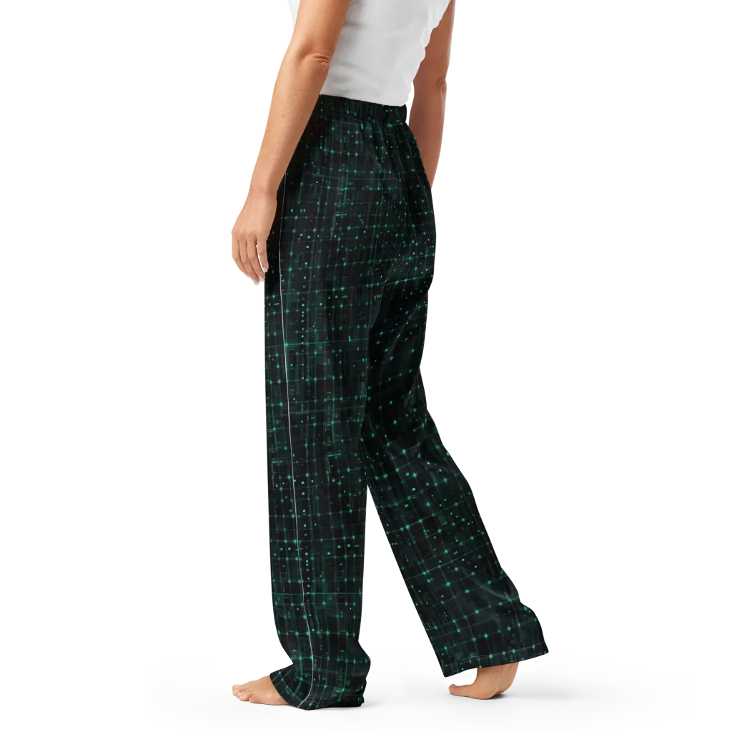 Neon Matrix on Women's Pajama Pants — Left