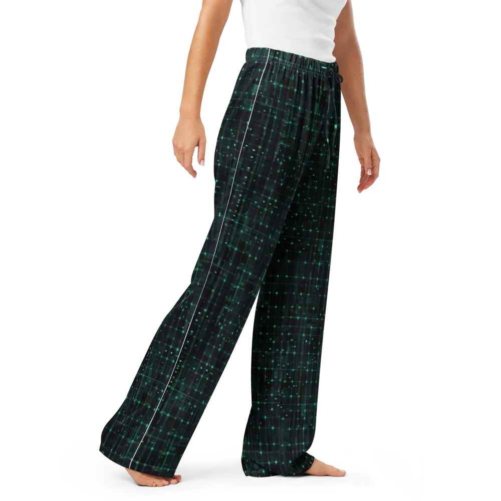 Neon Matrix on Women's Pajama Pants — Right Front
