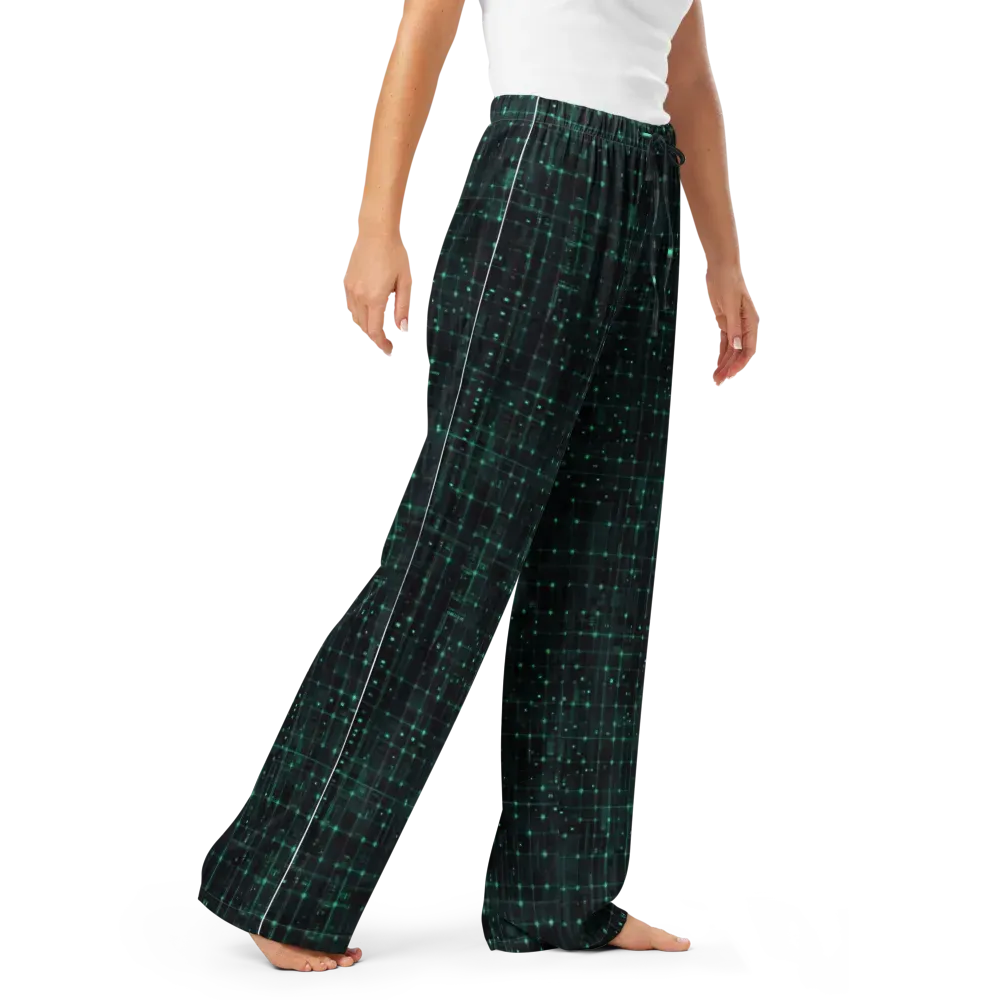 Neon Matrix on Women's Pajama Pants — Right Front