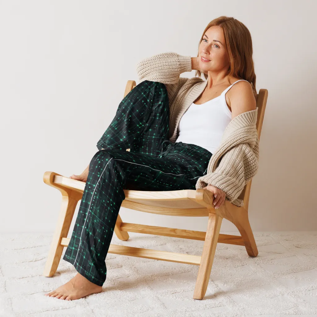 Neon Matrix on Women's Pajama Pants — Front