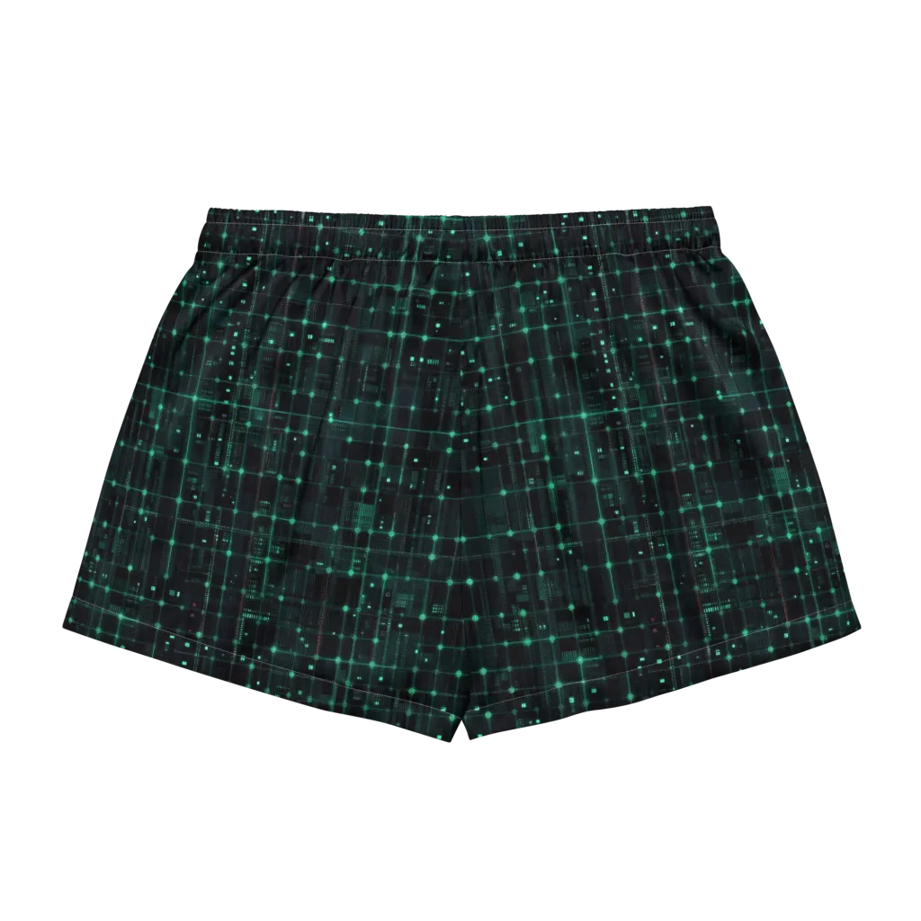Neon Matrix on Women's Pajama Shorts — Back