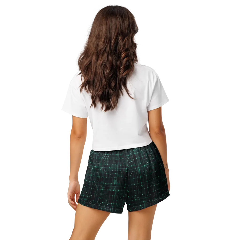Neon Matrix on Women's Pajama Shorts — Back