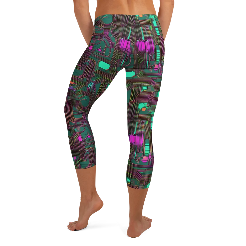 Neon Circuit on Capri Leggings — Back