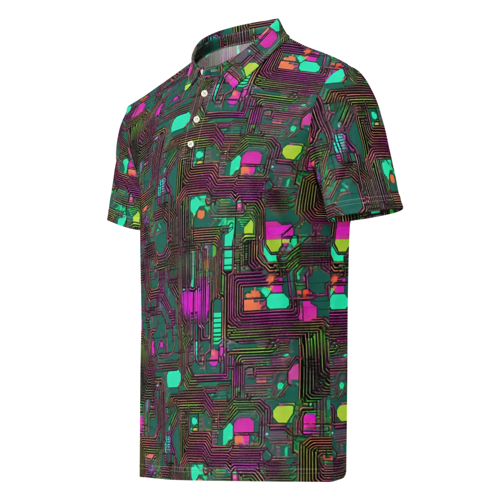 Neon Circuit on Men's Slim Fit Polo Shirt — Left Front