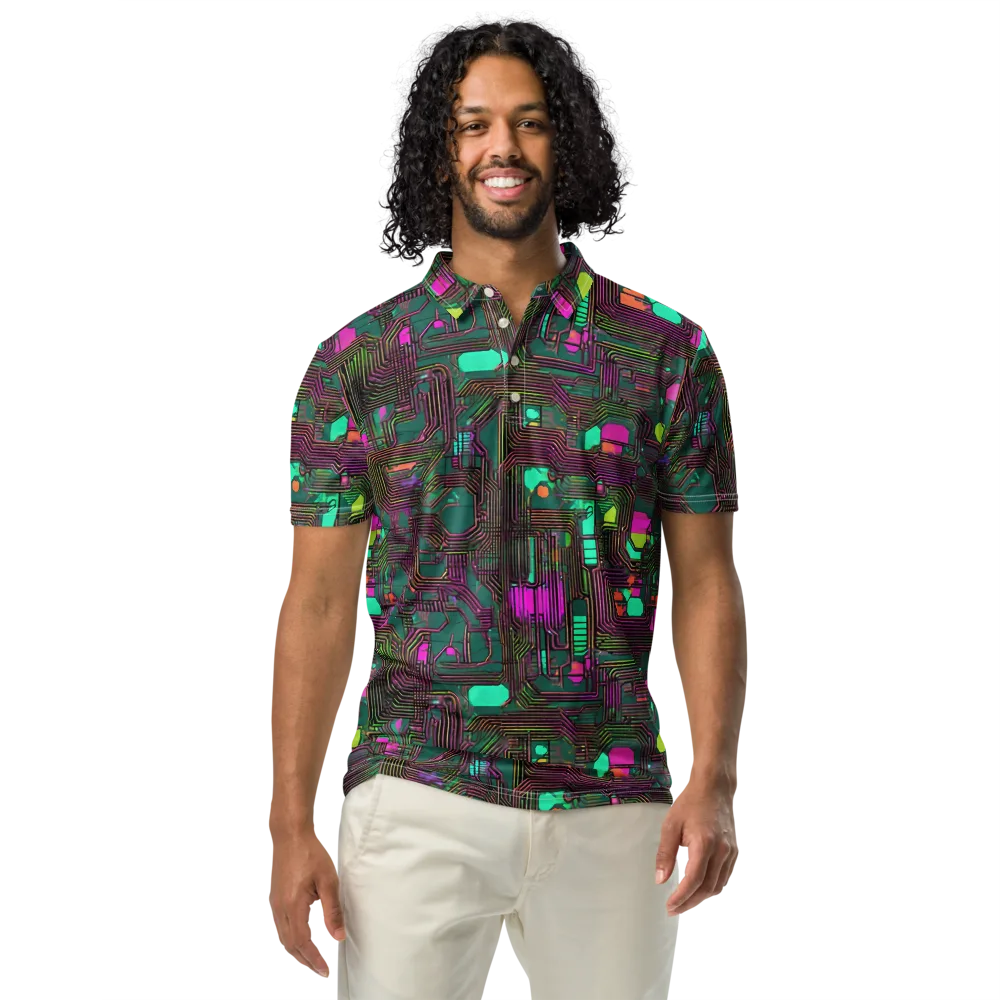 Neon Circuit on Men's Slim Fit Polo Shirt — Front