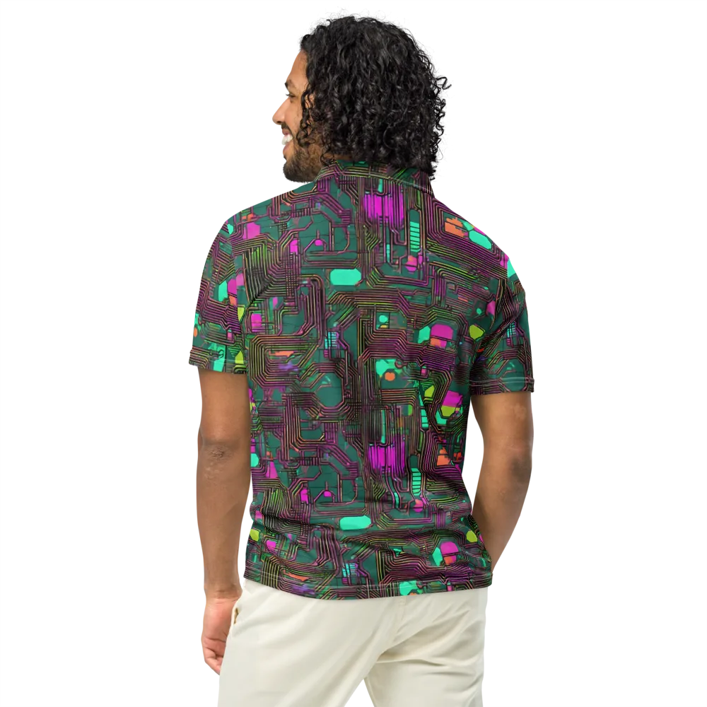 Neon Circuit on Men's Slim Fit Polo Shirt — Back
