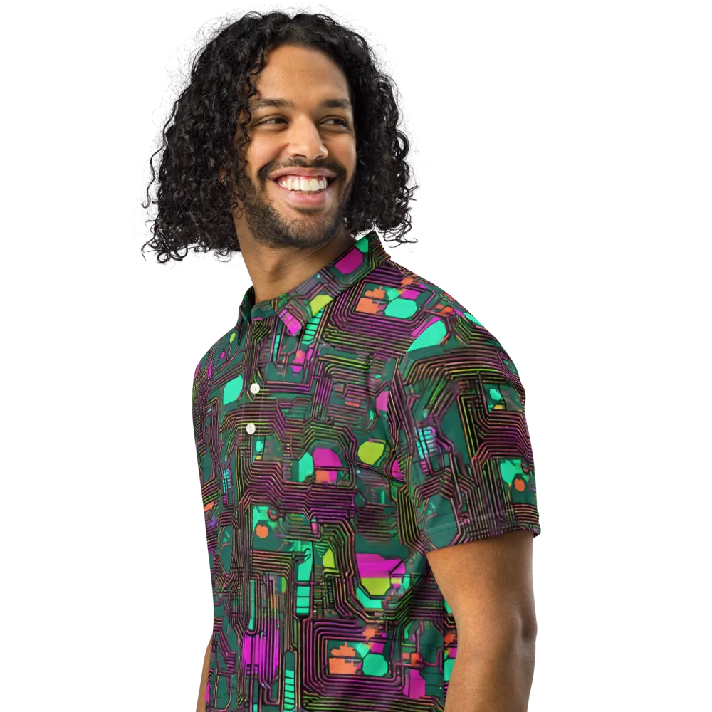 Neon Circuit on Men's Slim Fit Polo Shirt — Left Front