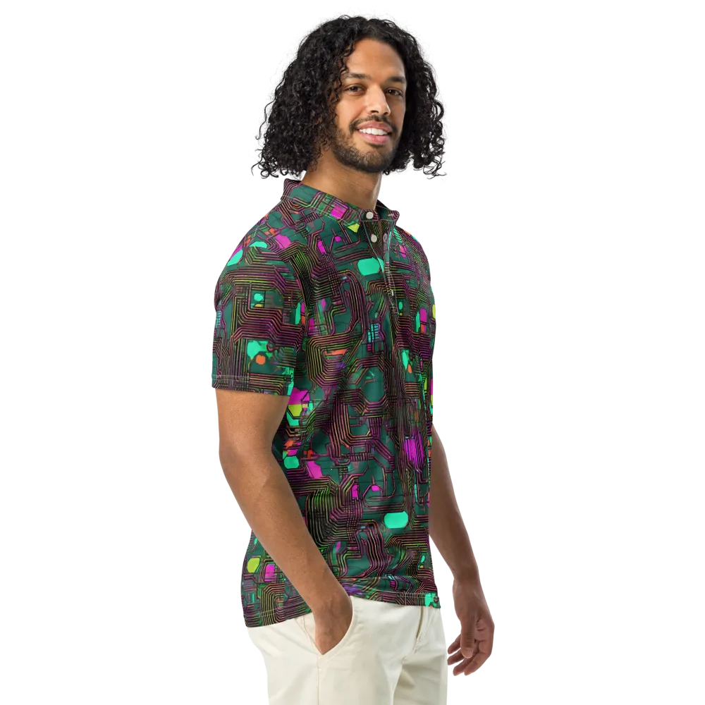Neon Circuit on Men's Slim Fit Polo Shirt — Right Front