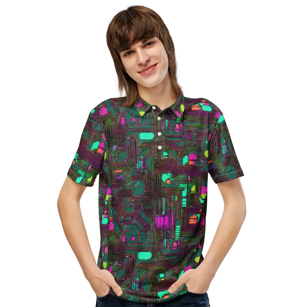 Neon Circuit on Men's Slim Fit Polo Shirt — Front