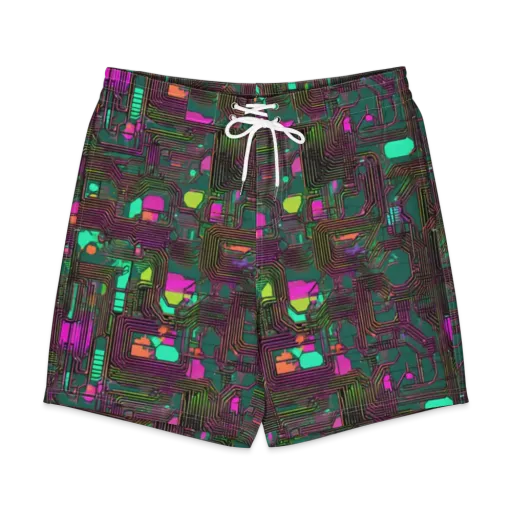 Neon Circuit on a Men's Board Shorts