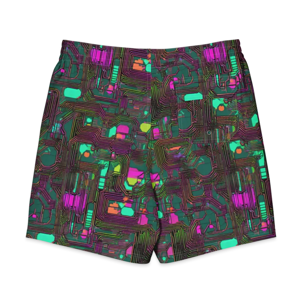 Neon Circuit on Men's Board Shorts — Back