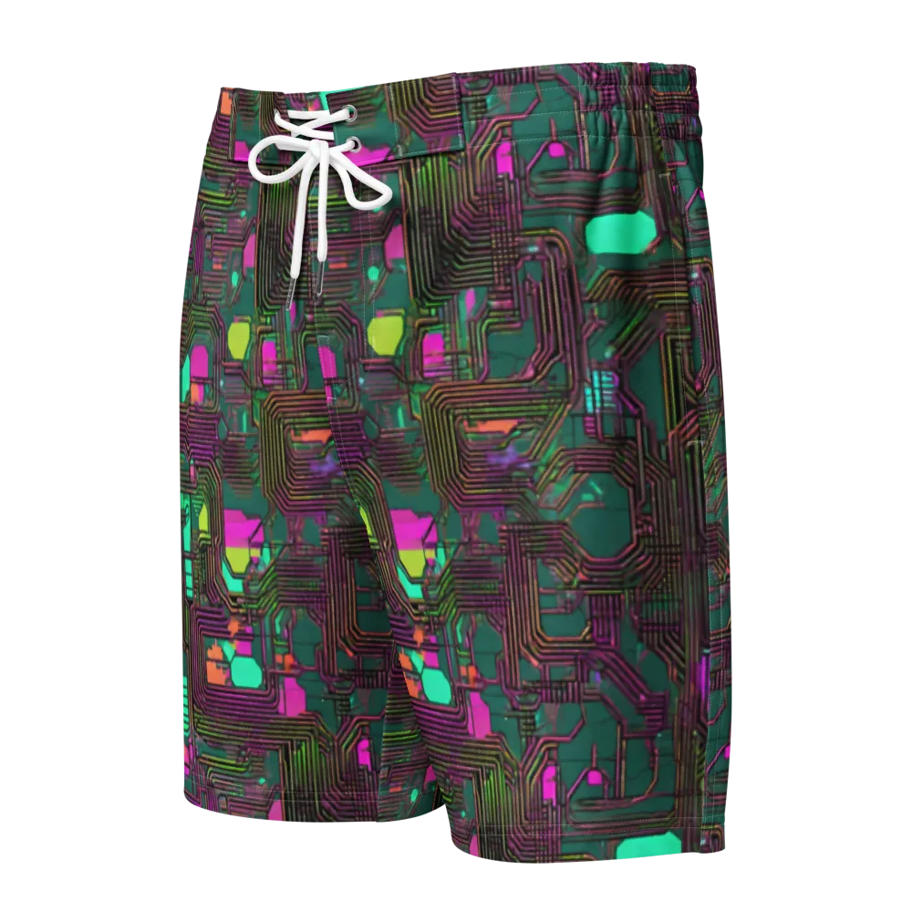 Neon Circuit on Men's Board Shorts — Front