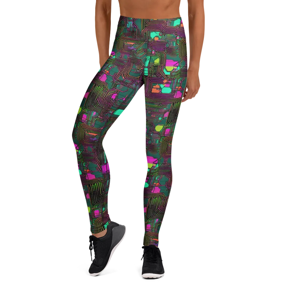 Neon Circuit on Yoga Leggings — Front
