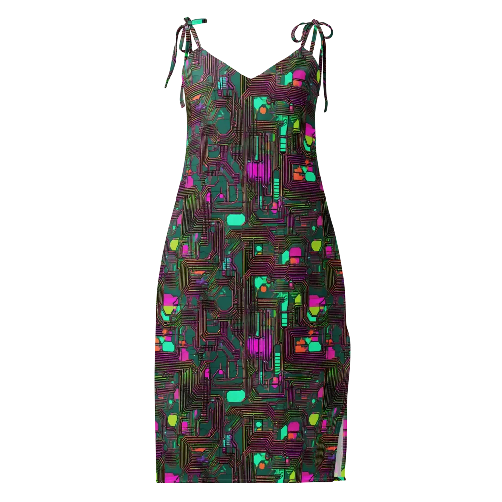 Neon Circuit on Slip Dress — Front