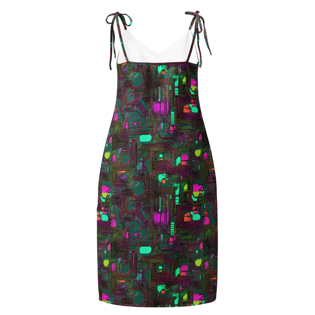 Neon Circuit on Slip Dress — Back