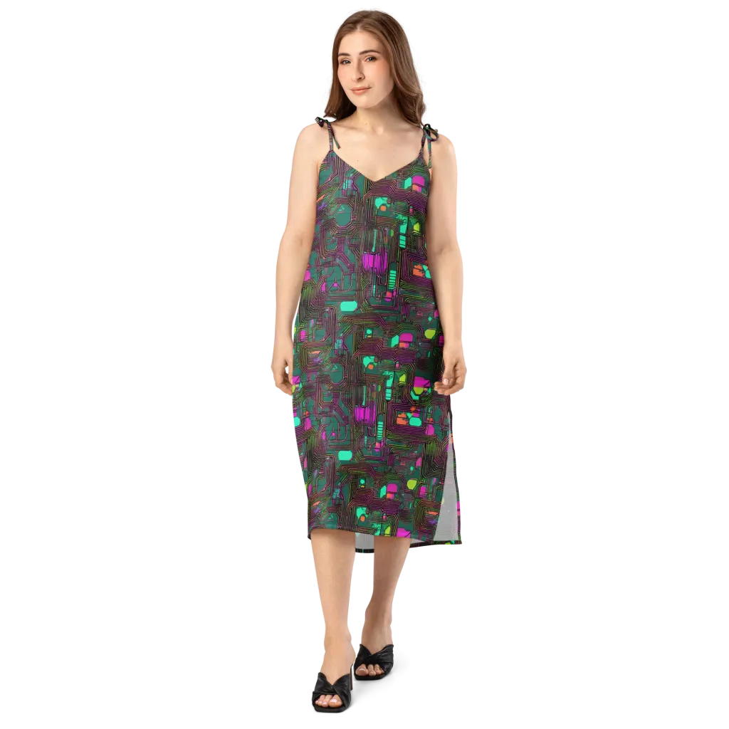 Neon Circuit on Slip Dress — Front