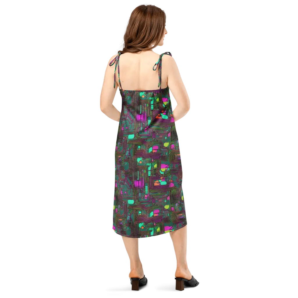 Neon Circuit on Slip Dress — Back