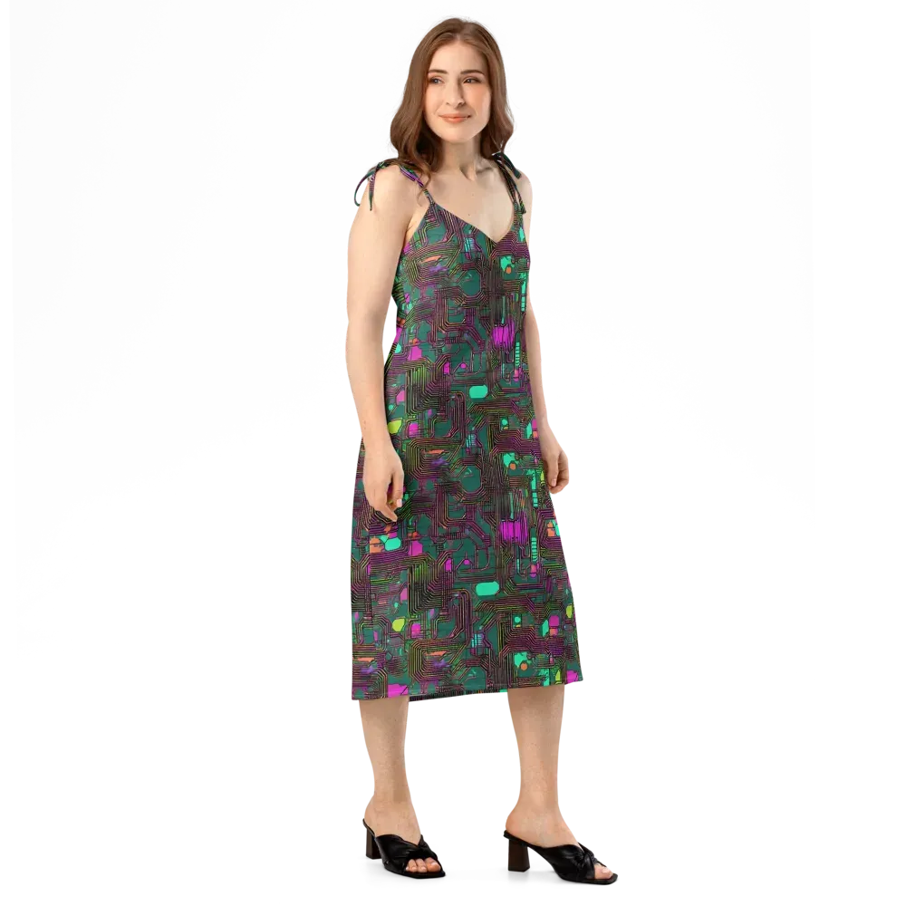 Neon Circuit on Slip Dress — Right Front