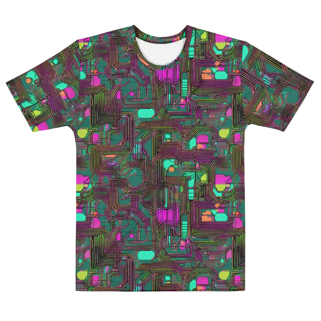 Neon Circuit on Men's Cotton Crew Neck T-Shirt — Front