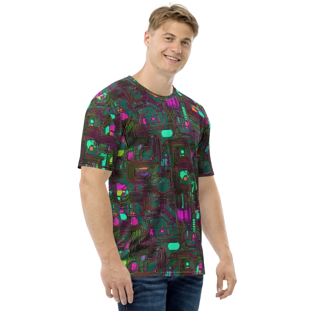 Neon Circuit on Men's Crew Neck T-Shirt — Right