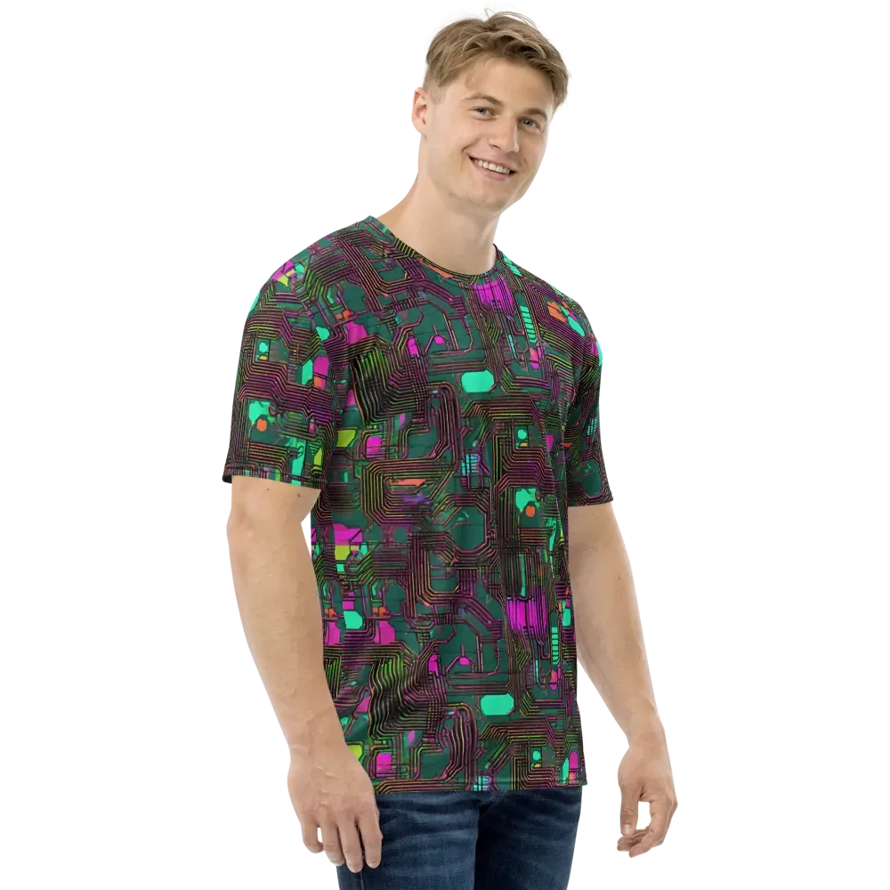 Neon Circuit on Men's Crew Neck T-Shirt — Right