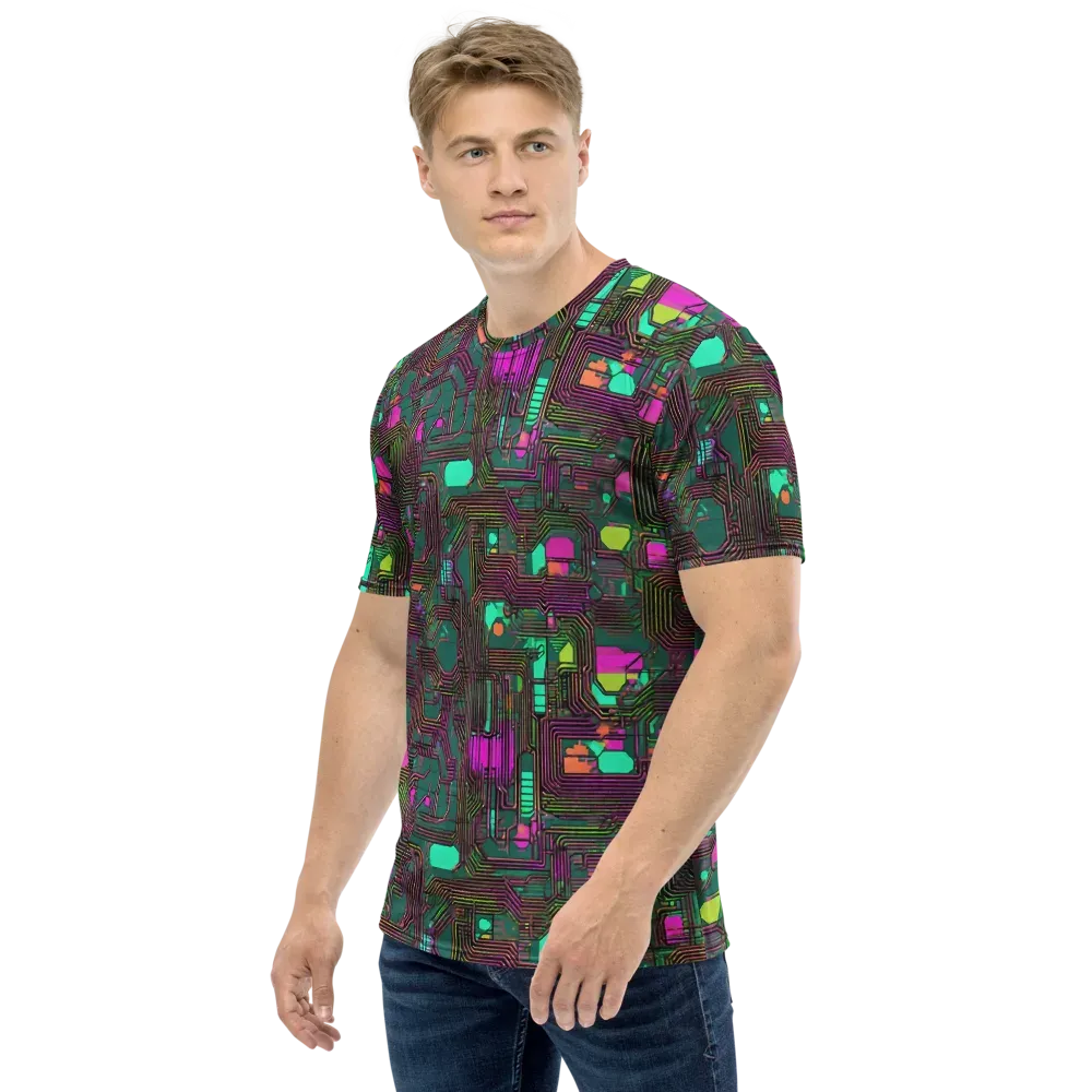 Neon Circuit on Men's Crew Neck T-Shirt — Left