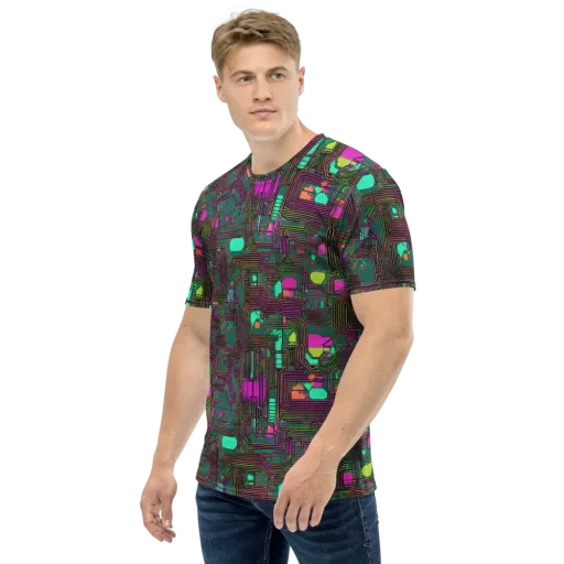Neon Circuit on a Men's Crew Neck T-Shirt