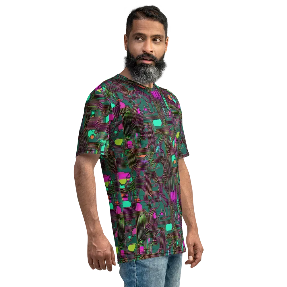 Neon Circuit on Men's Crew Neck T-Shirt — Right