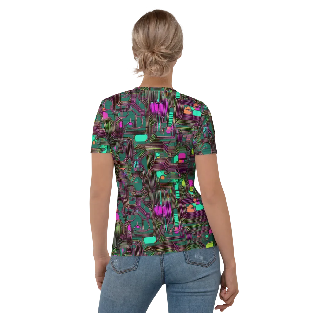 Neon Circuit on Women's Crew Neck T-Shirt — Back