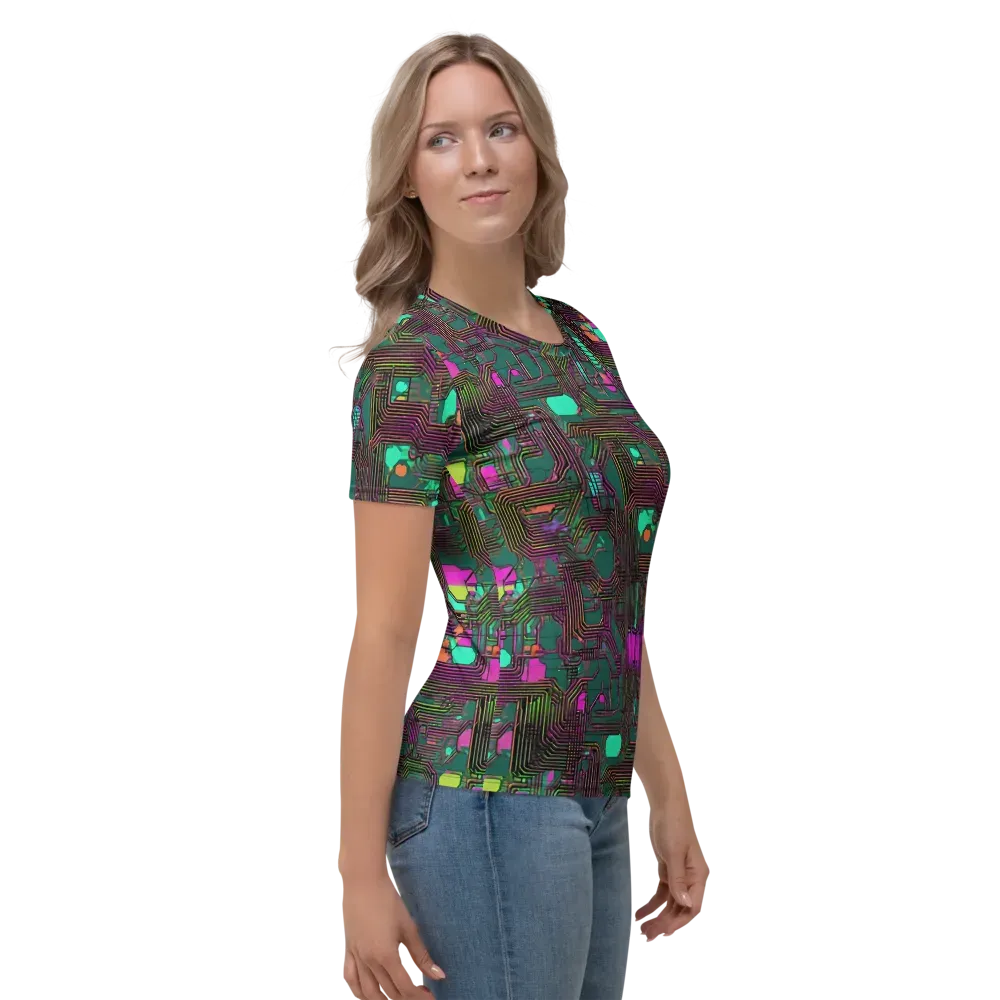 Neon Circuit on Women's Crew Neck T-Shirt — Right