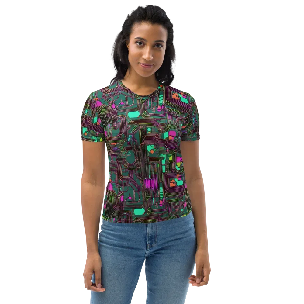 Neon Circuit on Women's Crew Neck T-Shirt — Front