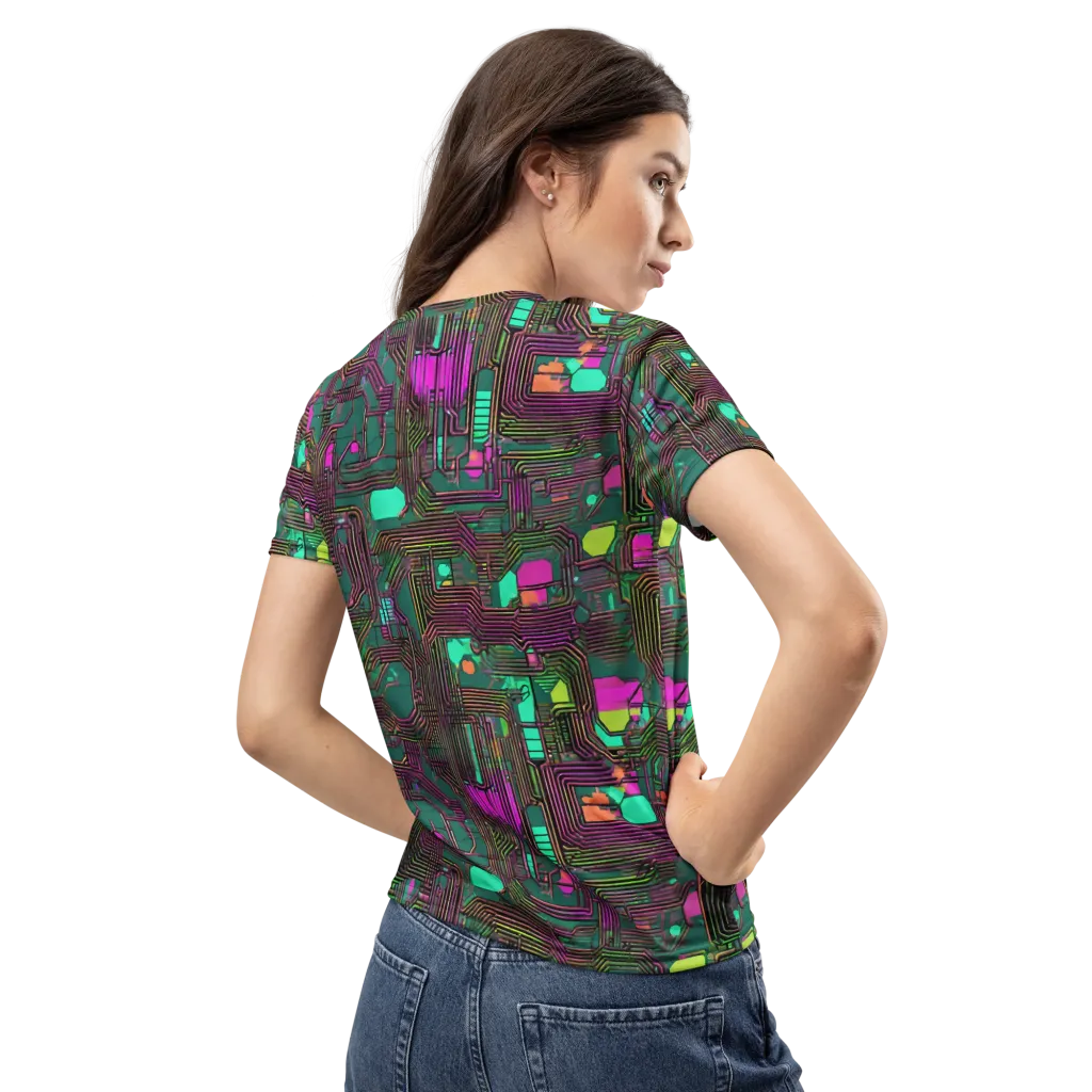 Neon Circuit on Women's Crew Neck T-Shirt — Back