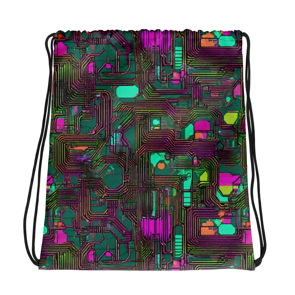 Neon Circuit on Drawstring Bag — Photo